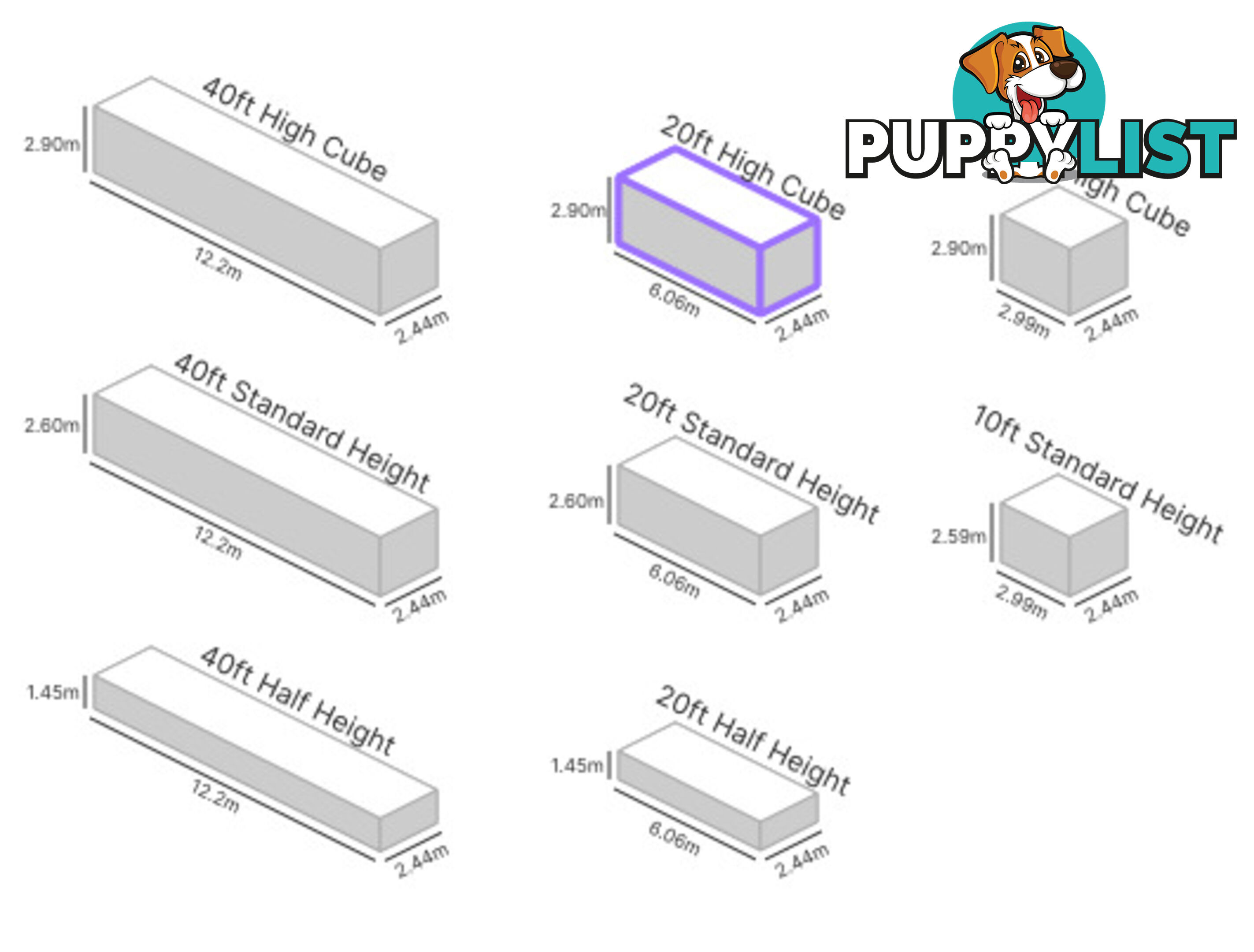 20' HIGH CUBE SHIPPING CONTAINER (WITH TIE RAILS)