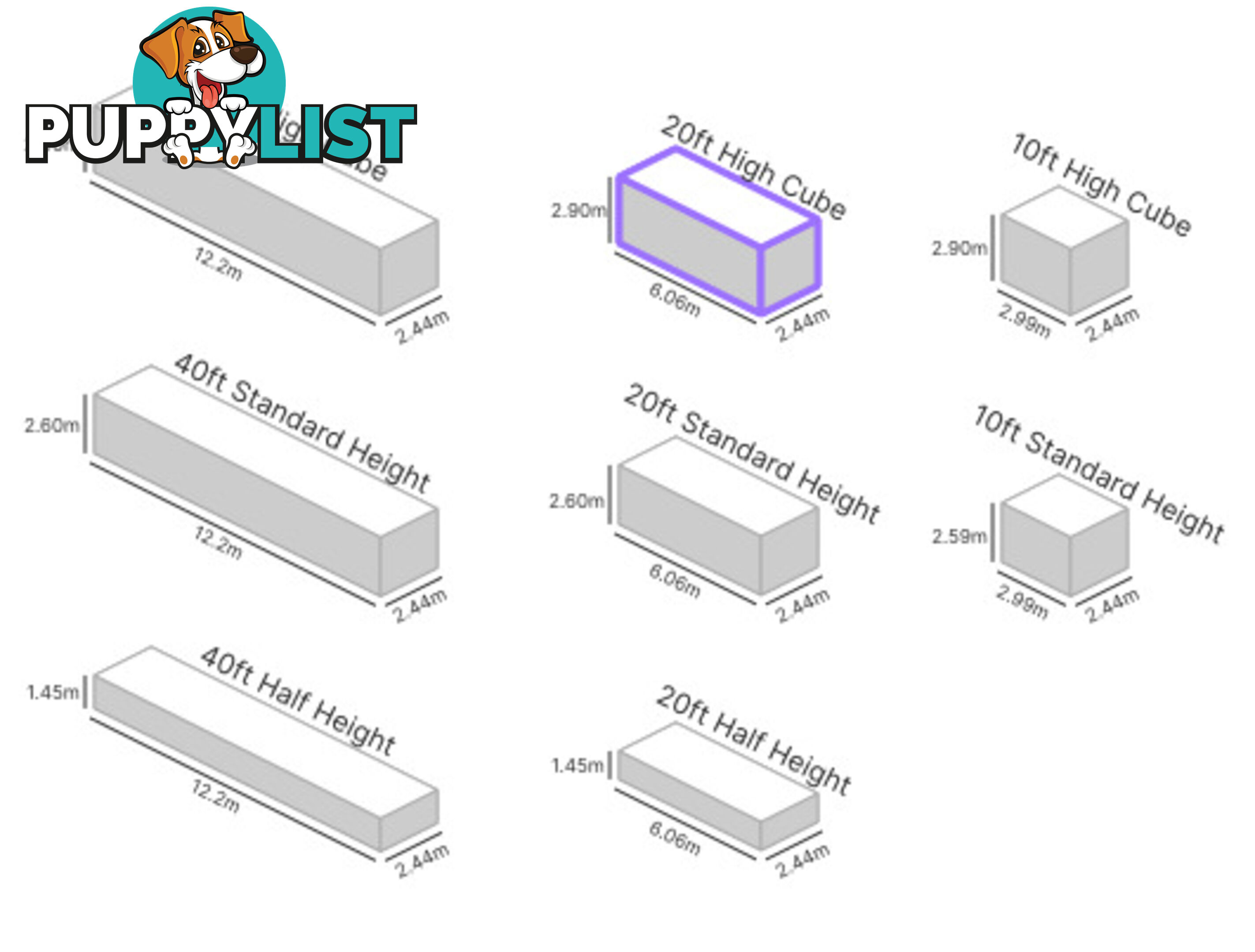 20' HIGH CUBE SHIPPING CONTAINER (WITH TIE RAILS)