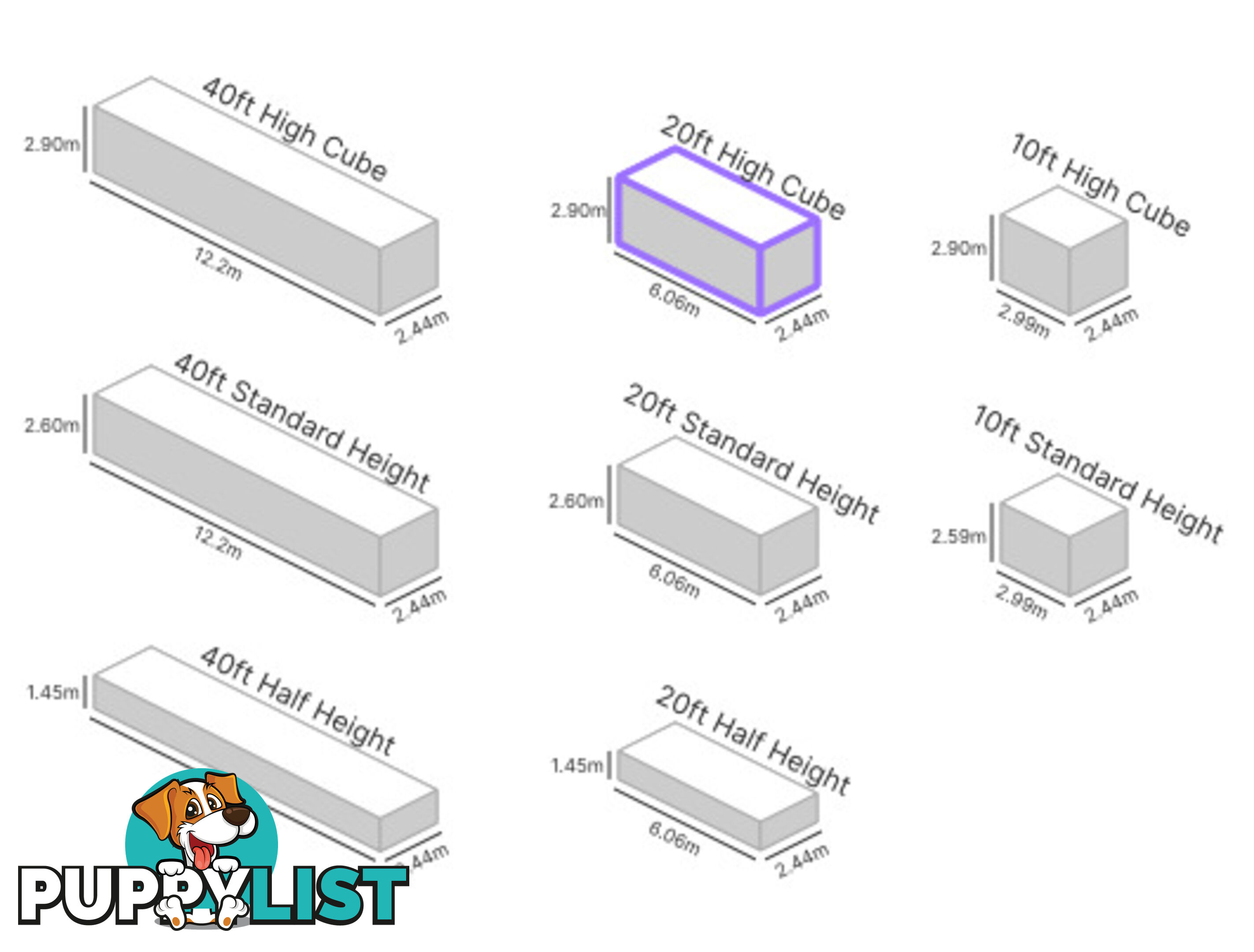 20' HIGH CUBE SHIPPING CONTAINER (WITH TIE RAILS)