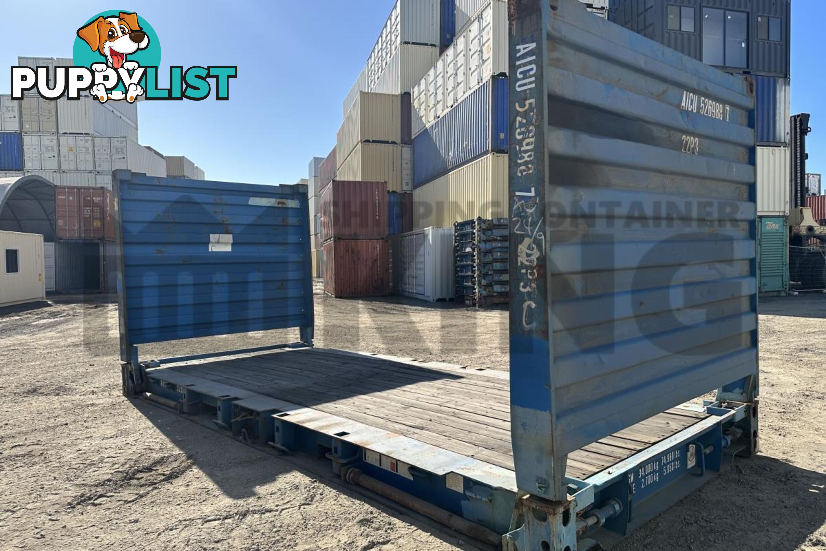 20' FLAT RACK SHIPPING CONTAINER (WITH COLLAPSIBLE ENDS)