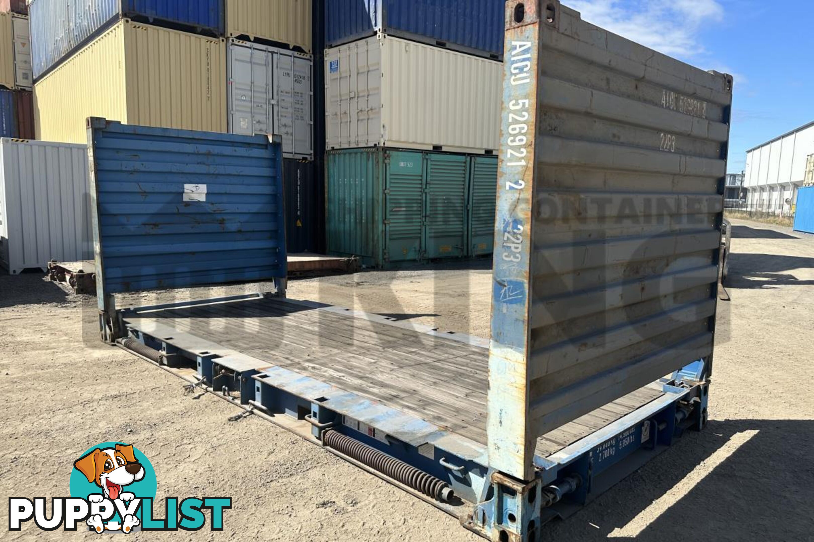 20' FLAT RACK SHIPPING CONTAINER (WITH COLLAPSIBLE ENDS)