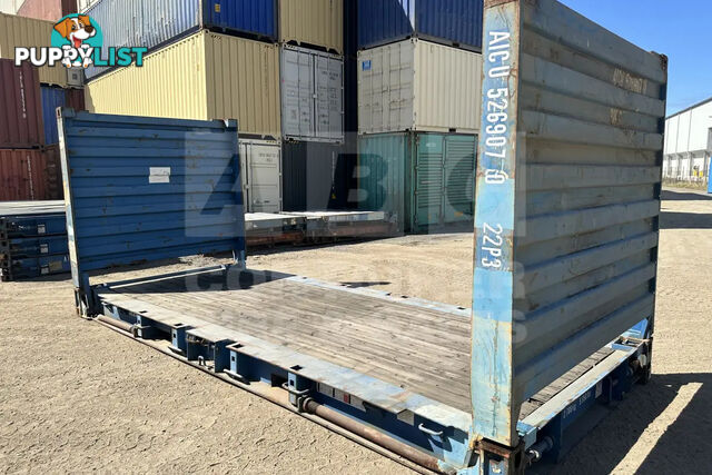 20' FLAT RACK SHIPPING CONTAINER (WITH COLLAPSIBLE ENDS)