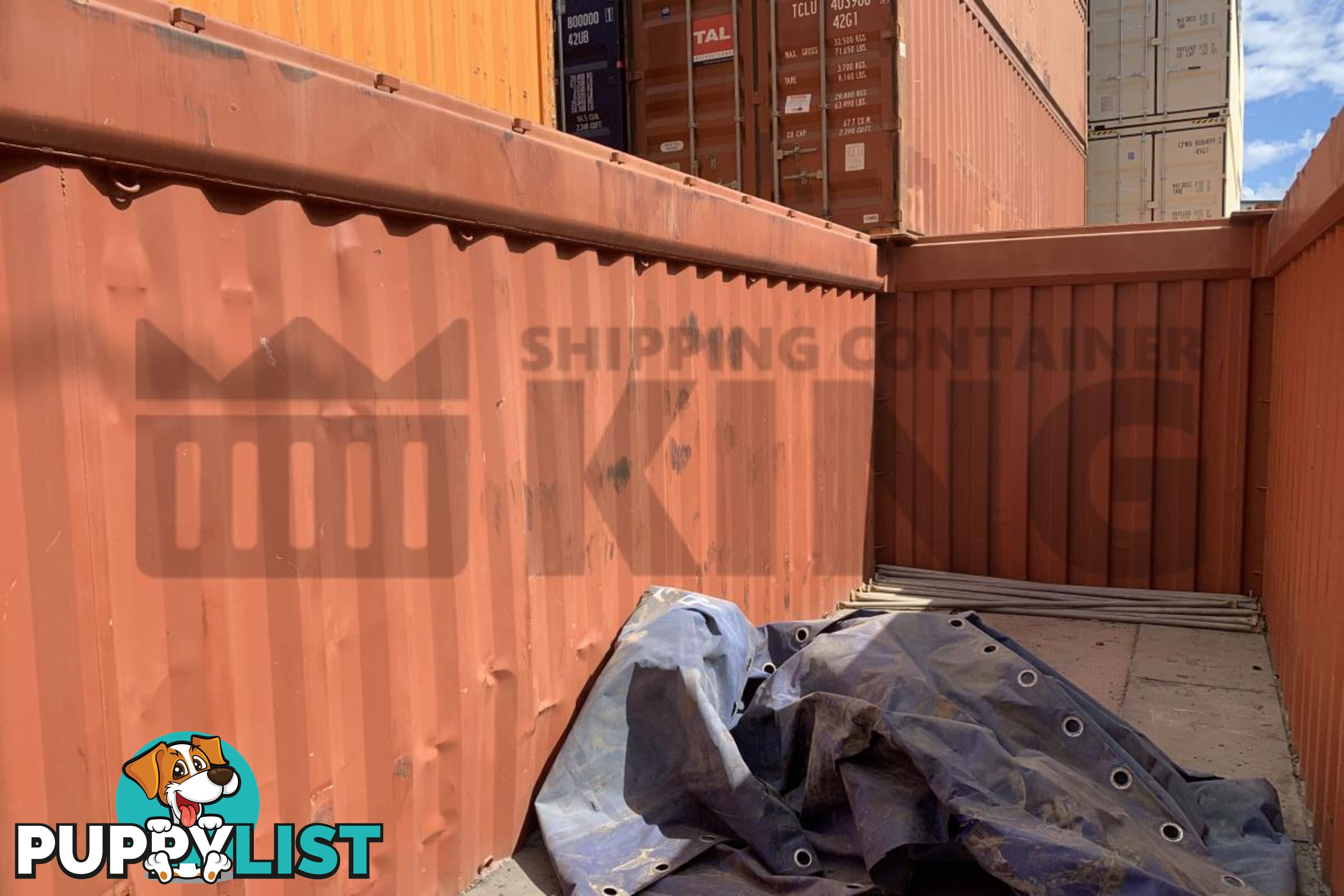 40' STANDARD HEIGHT OPEN TOP SHIPPING CONTAINER (TARP AND BOWS, TIMBER FLOOR)