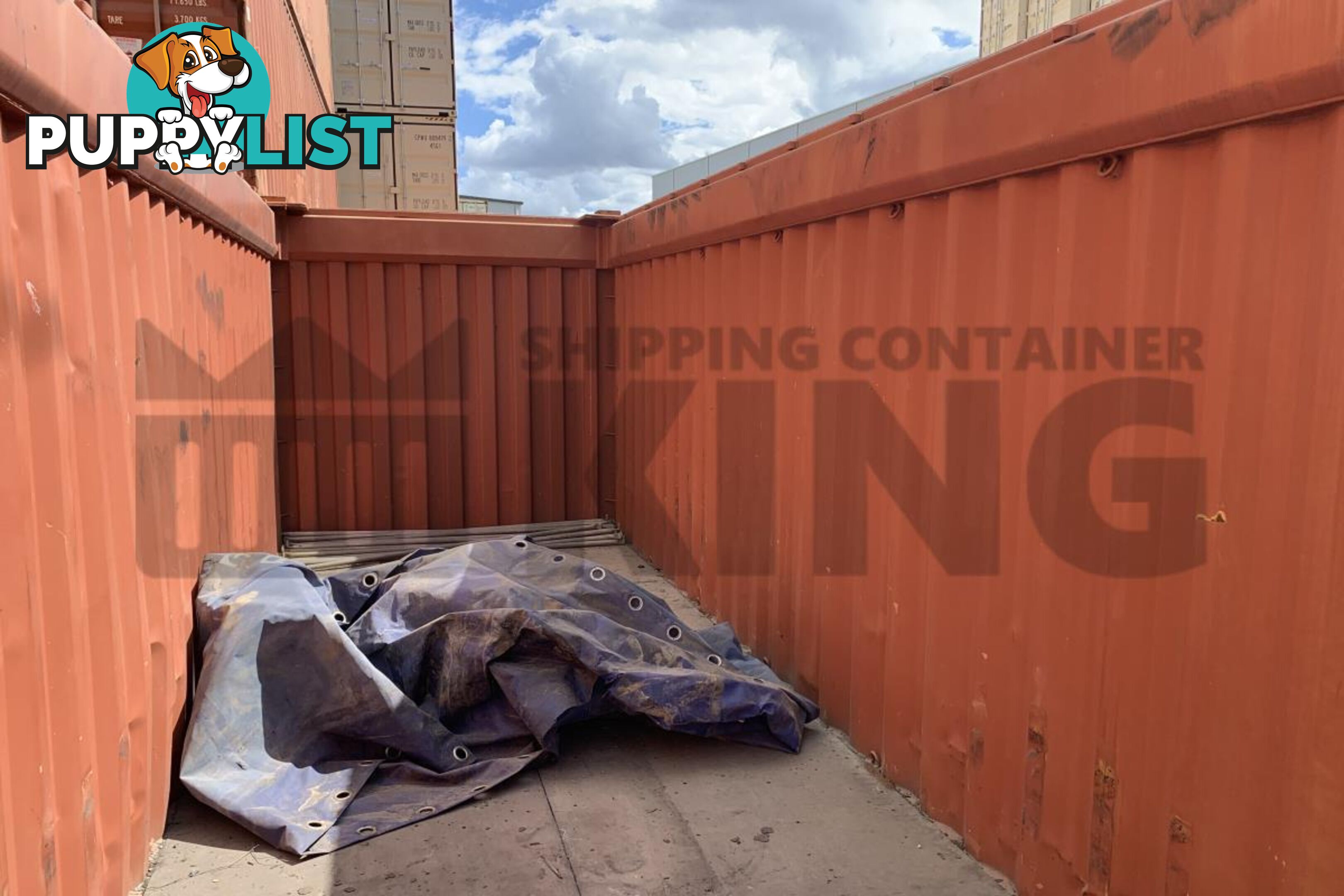 40' STANDARD HEIGHT OPEN TOP SHIPPING CONTAINER (TARP AND BOWS, TIMBER FLOOR)