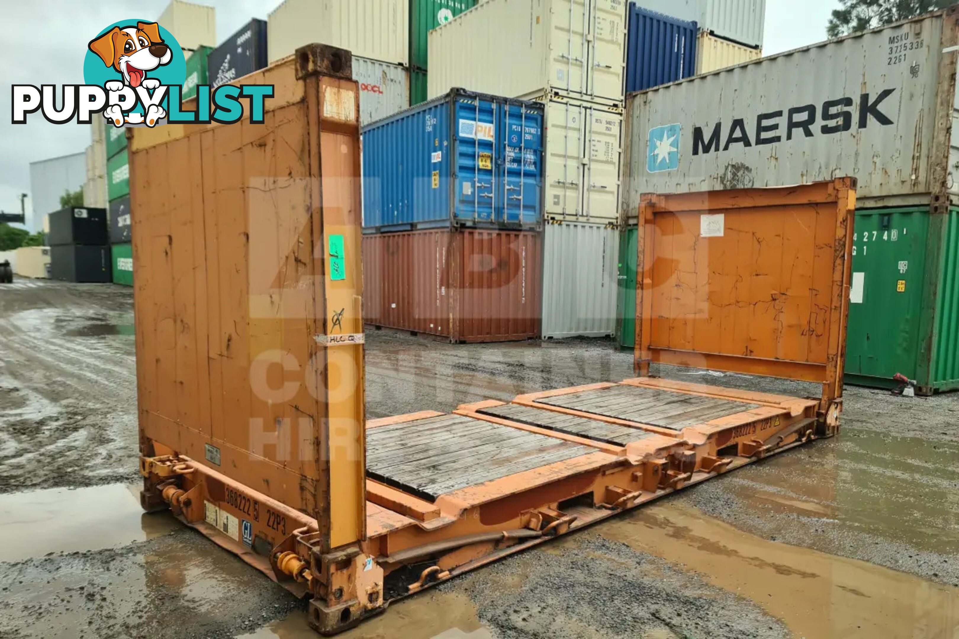 20' FLAT RACK SHIPPING CONTAINER (WITH COLLAPSIBLE ENDS)