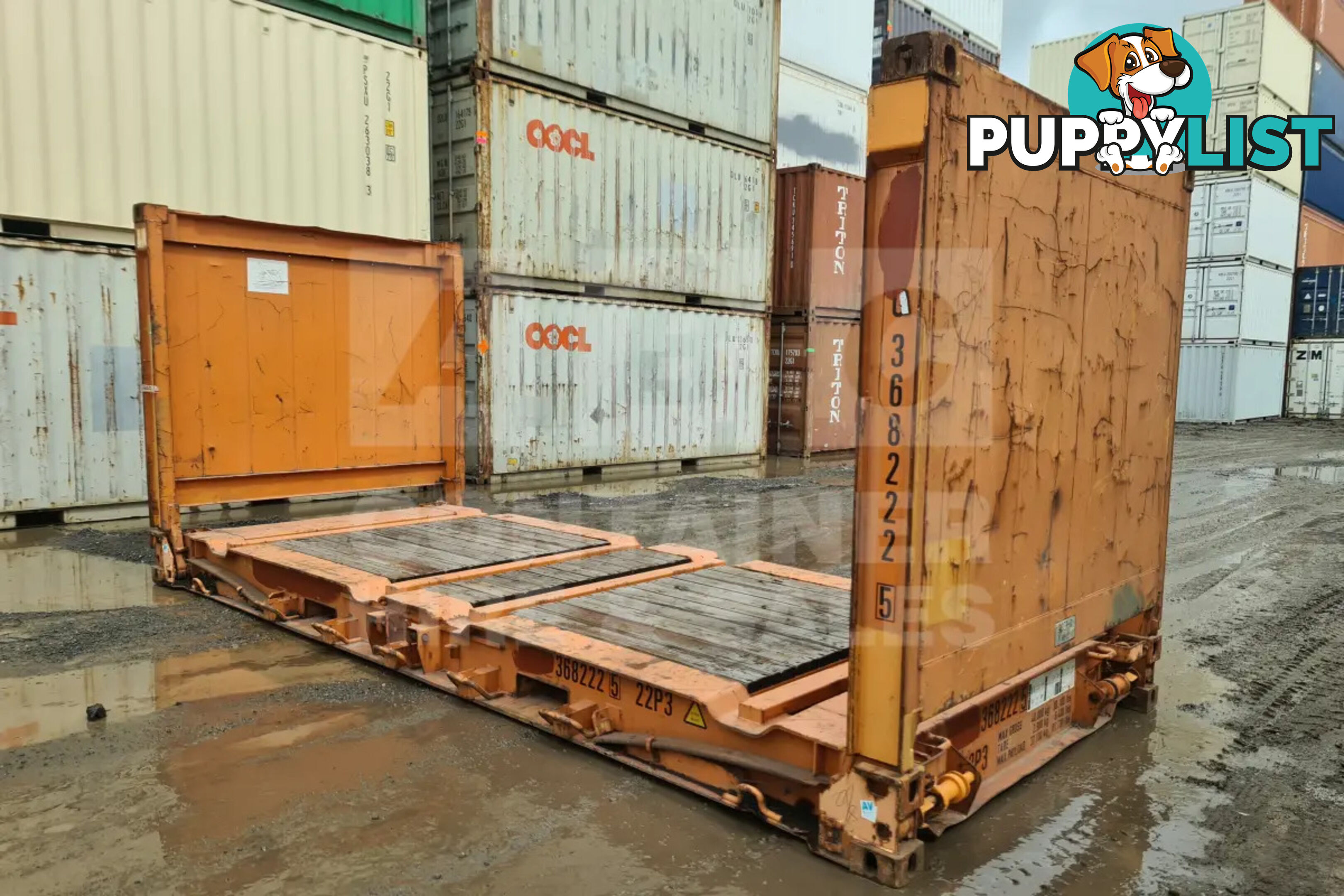 20' FLAT RACK SHIPPING CONTAINER (WITH COLLAPSIBLE ENDS)