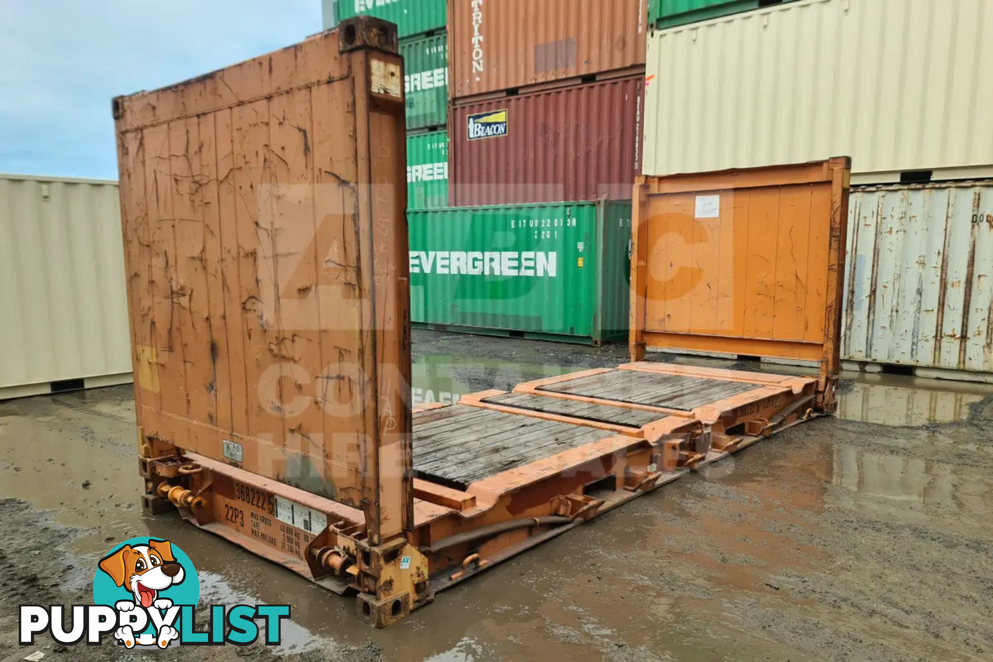 20' FLAT RACK SHIPPING CONTAINER (WITH COLLAPSIBLE ENDS)