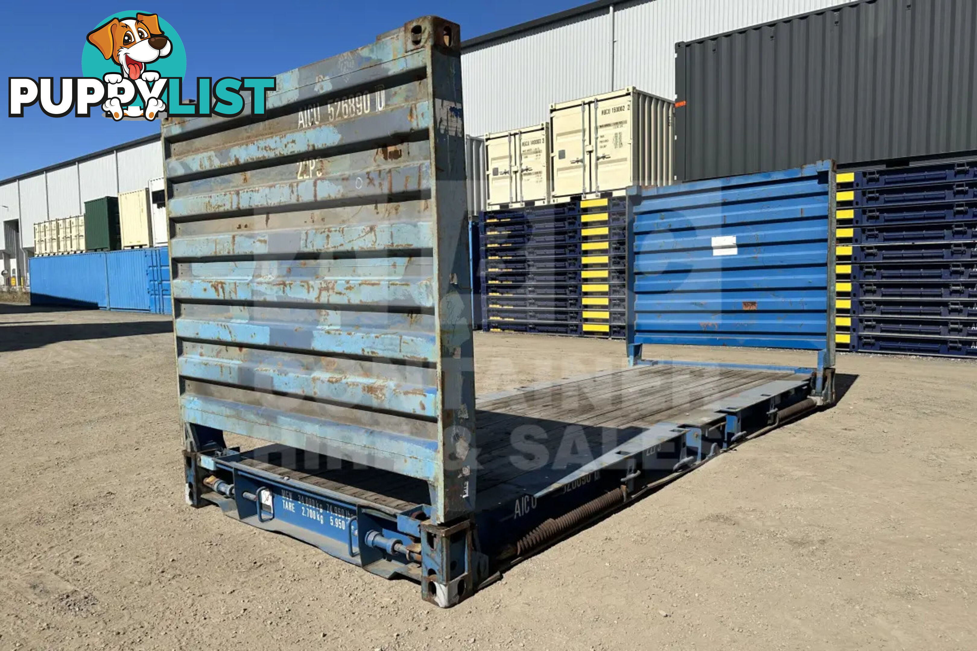 20' FLAT RACK SHIPPING CONTAINER (WITH COLLAPSIBLE ENDS)
