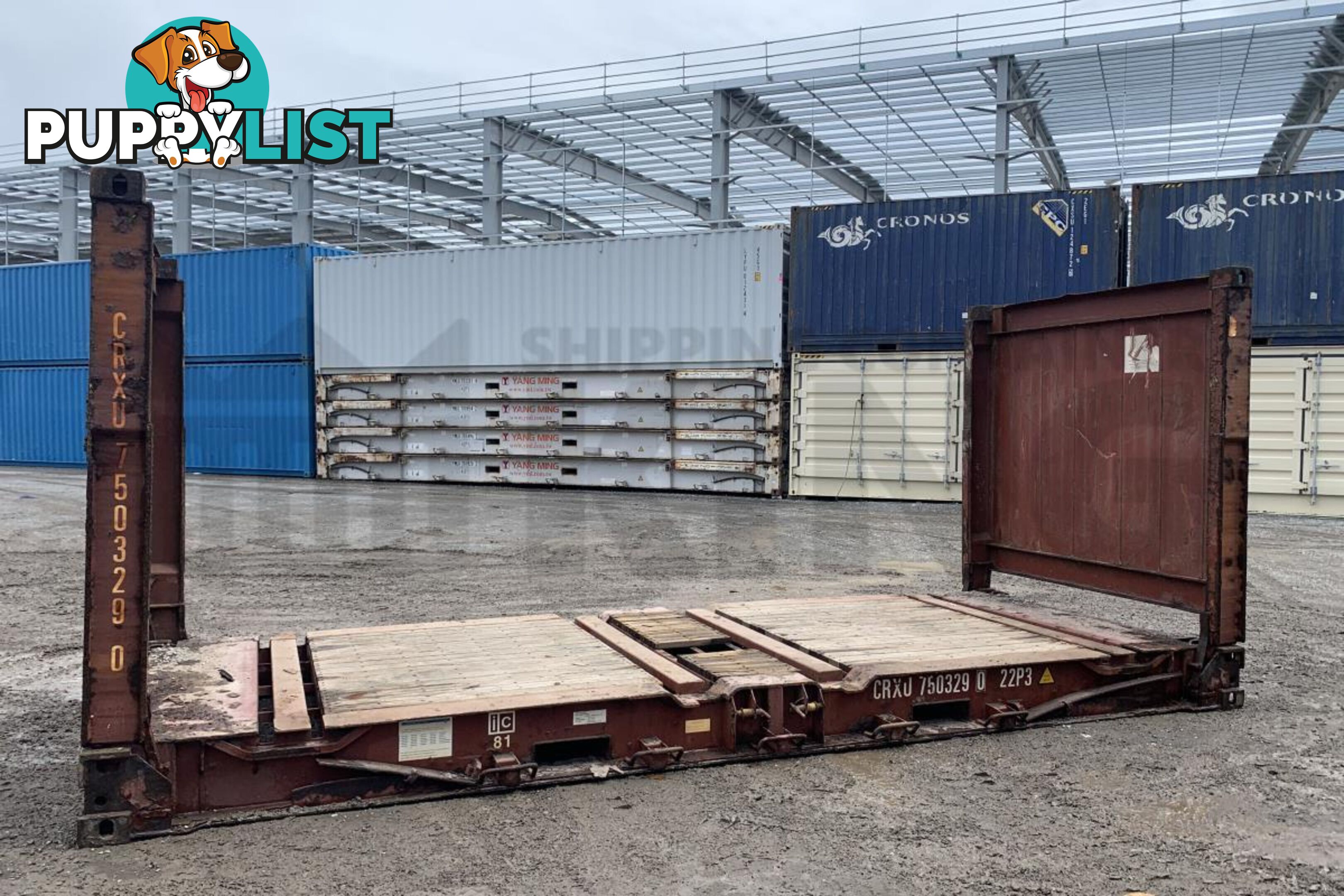 20' FLAT RACK SHIPPING CONTAINER (WITH COLLAPSIBLE ENDS) - in Brisbane