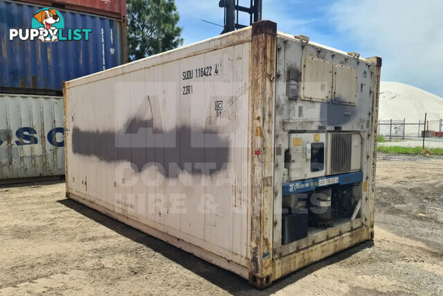 20' STANDARD HEIGHT REFRIGERATED "REEFER" SHIPPING CONTAINER (NON-OPERATIONAL, MACHINERY IN)
