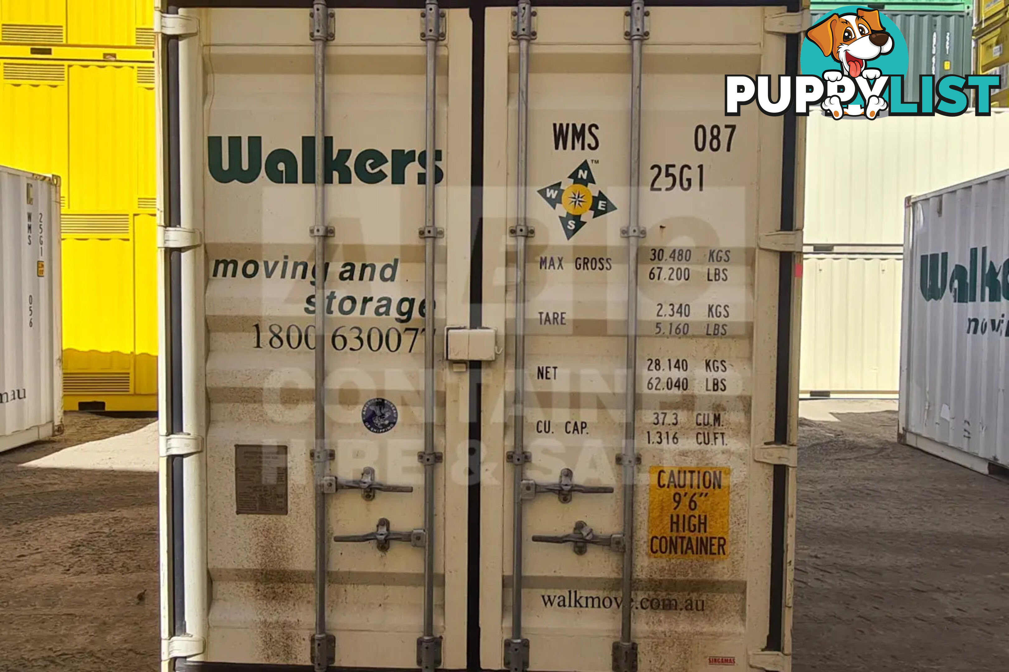 20' HIGH CUBE SHIPPING CONTAINER (WITH TIE RAILS)