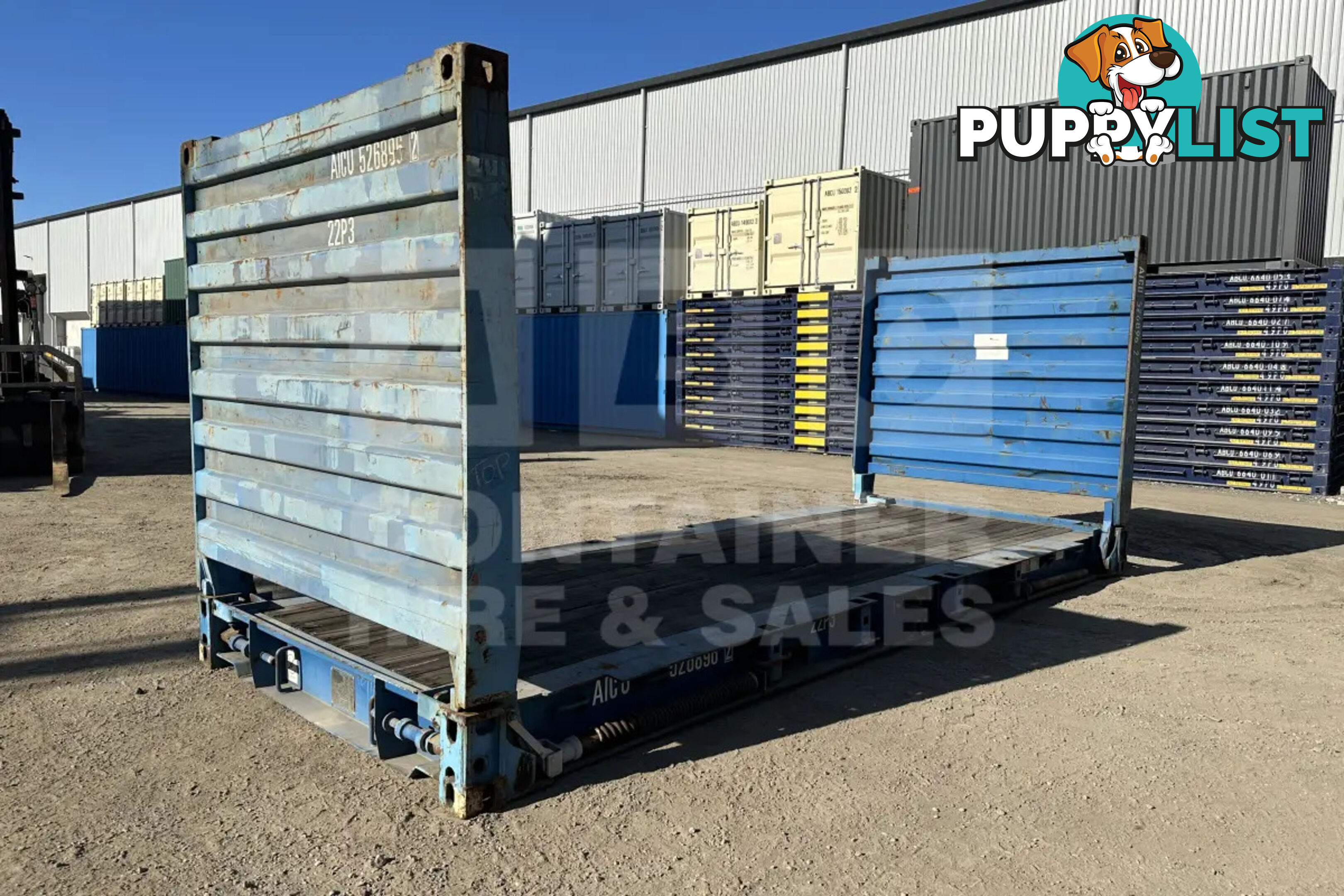 20' FLAT RACK SHIPPING CONTAINER (WITH COLLAPSIBLE ENDS)