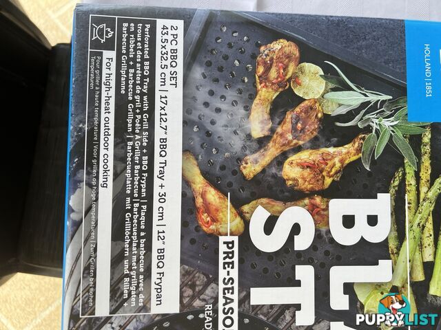BBQ set Pan & Tray perforated & Preseasoned