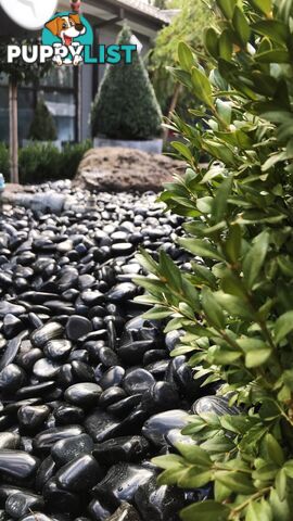 Black Polished Beautiful Pebbles - Warehouse Direct.