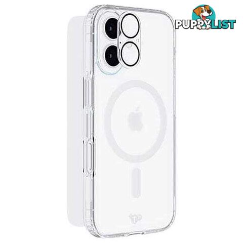 Tech21 3 in 1 Bundle for iPhone 16 Plus (EvoClear MagSafe Case + Tempered Glass + Lens Protector)