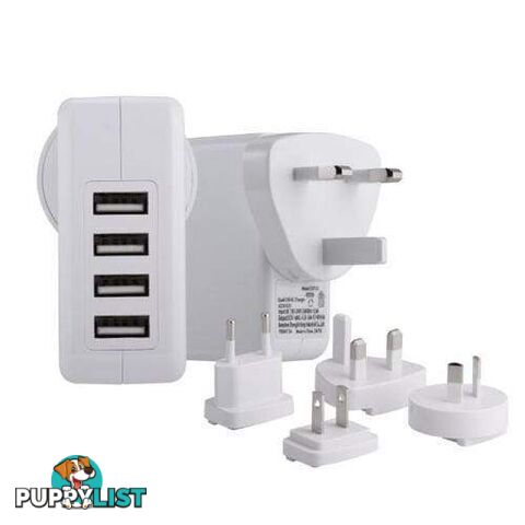 Xtreme 4 USB Port Charger with World Travel Adaptor