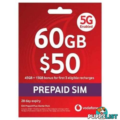 Vodafone $50 Prepaid SIM