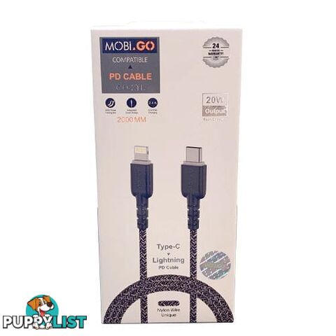 MOBiGO 2M Type C to Lightning Data Cable