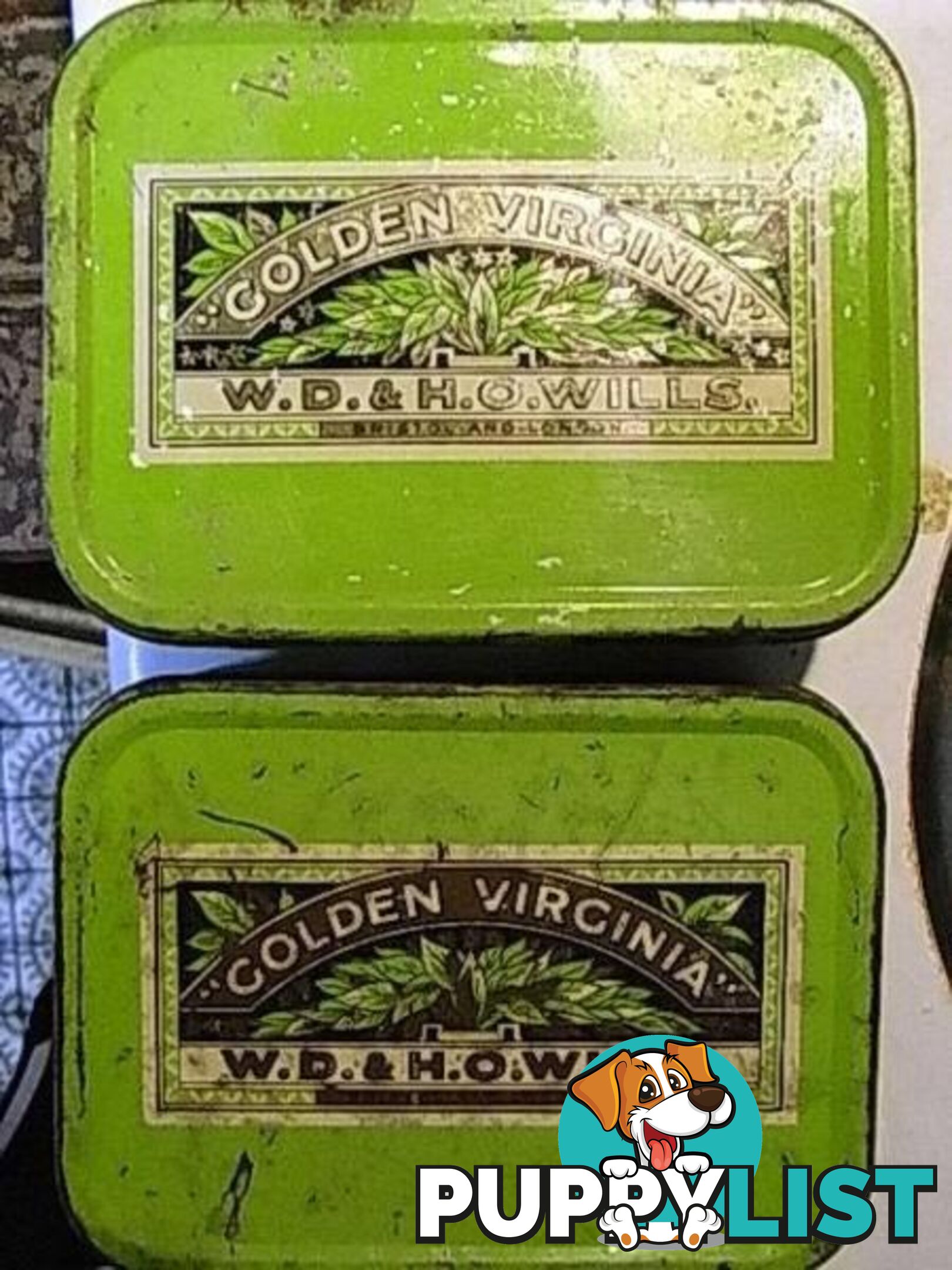 TWO VINTAGE W.D.& H.O.WILLS.GOLDEN VIRGINIA TINS PICKUP CLAYTON