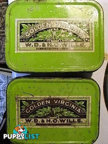 TWO VINTAGE W.D.& H.O.WILLS.GOLDEN VIRGINIA TINS PICKUP CLAYTON