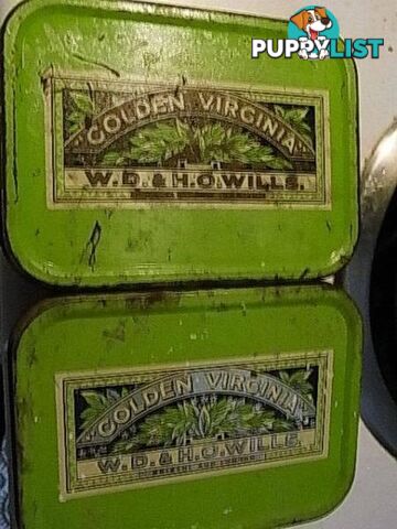 TWO VINTAGE W.D.& H.O.WILLS.GOLDEN VIRGINIA TINS PICKUP CLAYTON