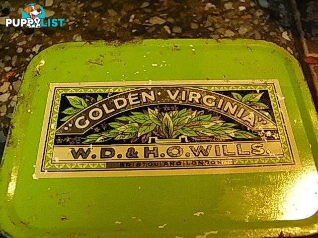 TWO VINTAGE W.D.& H.O.WILLS.GOLDEN VIRGINIA TINS PICKUP CLAYTON