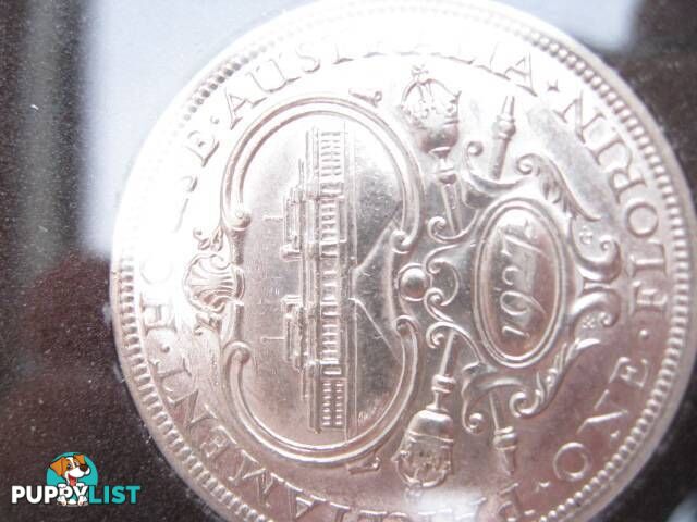 1927M FLORIN "PARLIAMENT HOUSE AUSTRALIA ONE FLORIN