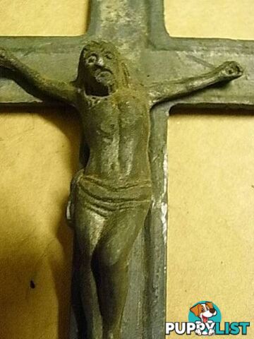 VINTAGE LEAD CHRIST ON THE CROSS 8 INCH MADE OF LEAD