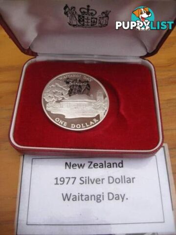 1977 New Zealand Silver Proof $1 Dollar Waitangi Day Elizabeth II