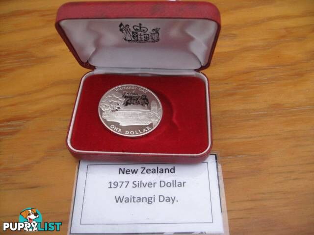 1977 New Zealand Silver Proof $1 Dollar Waitangi Day Elizabeth II