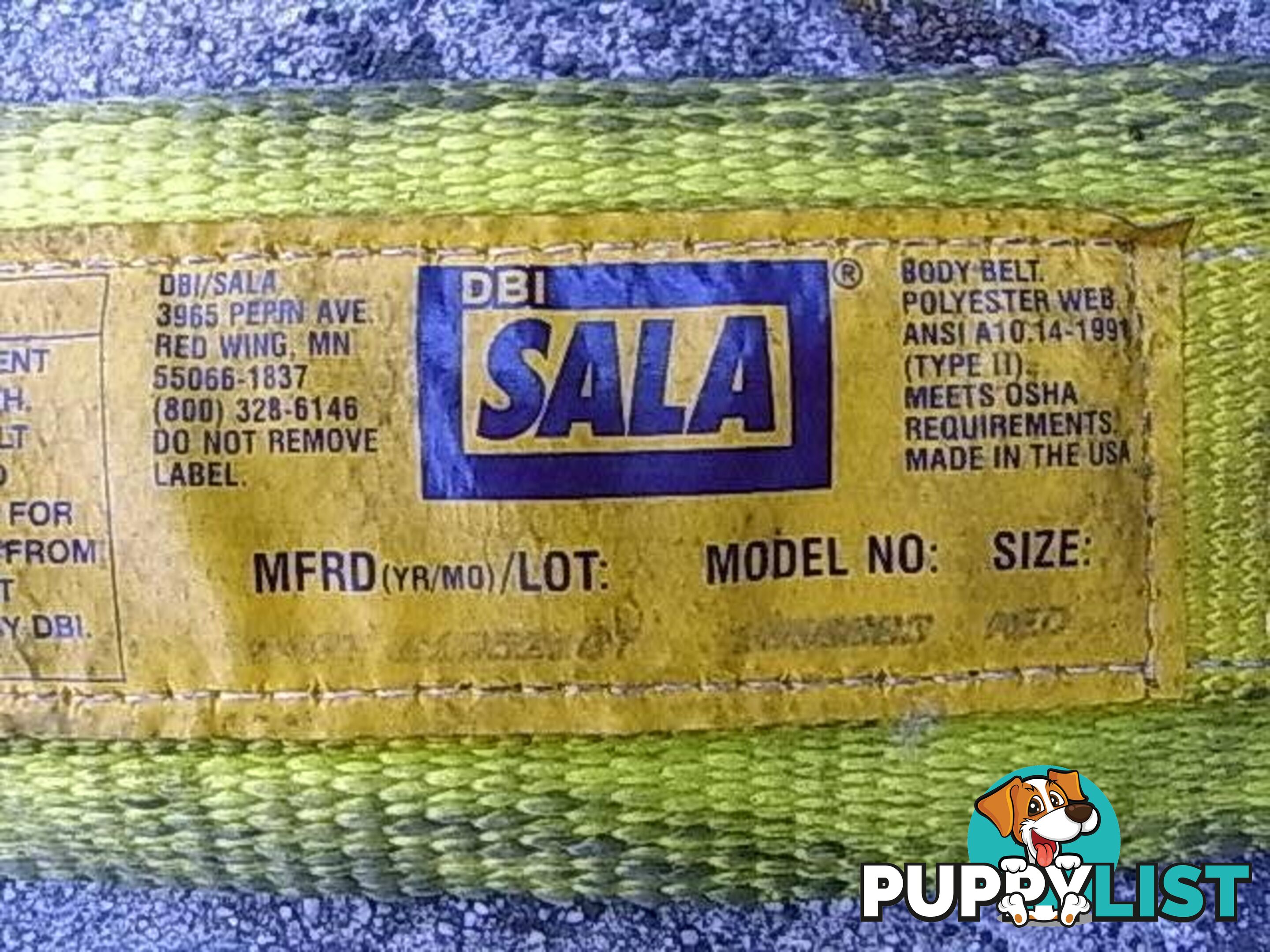 DBI SALA BODY BELT MADE IN USA safty belt