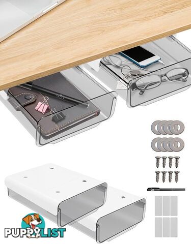 4 pack Under Desk Drawer Organiser, Slide Out