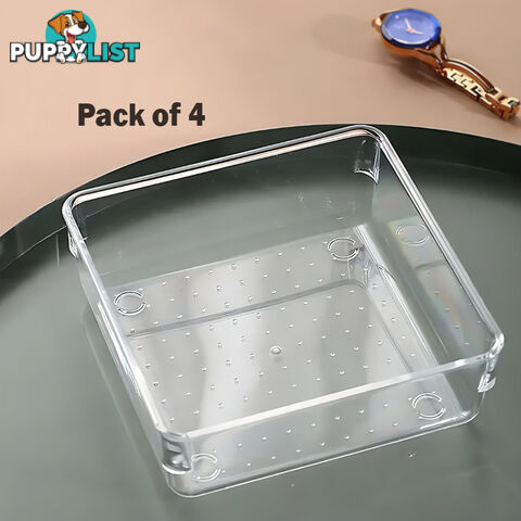 4x clear rectangle and square Storage Trays