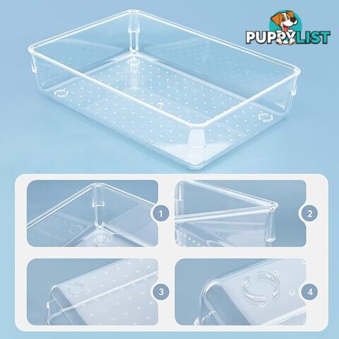 4x clear rectangle and square Storage Trays