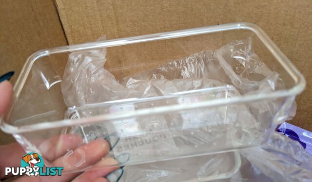 4x clear rectangle and square Storage Trays