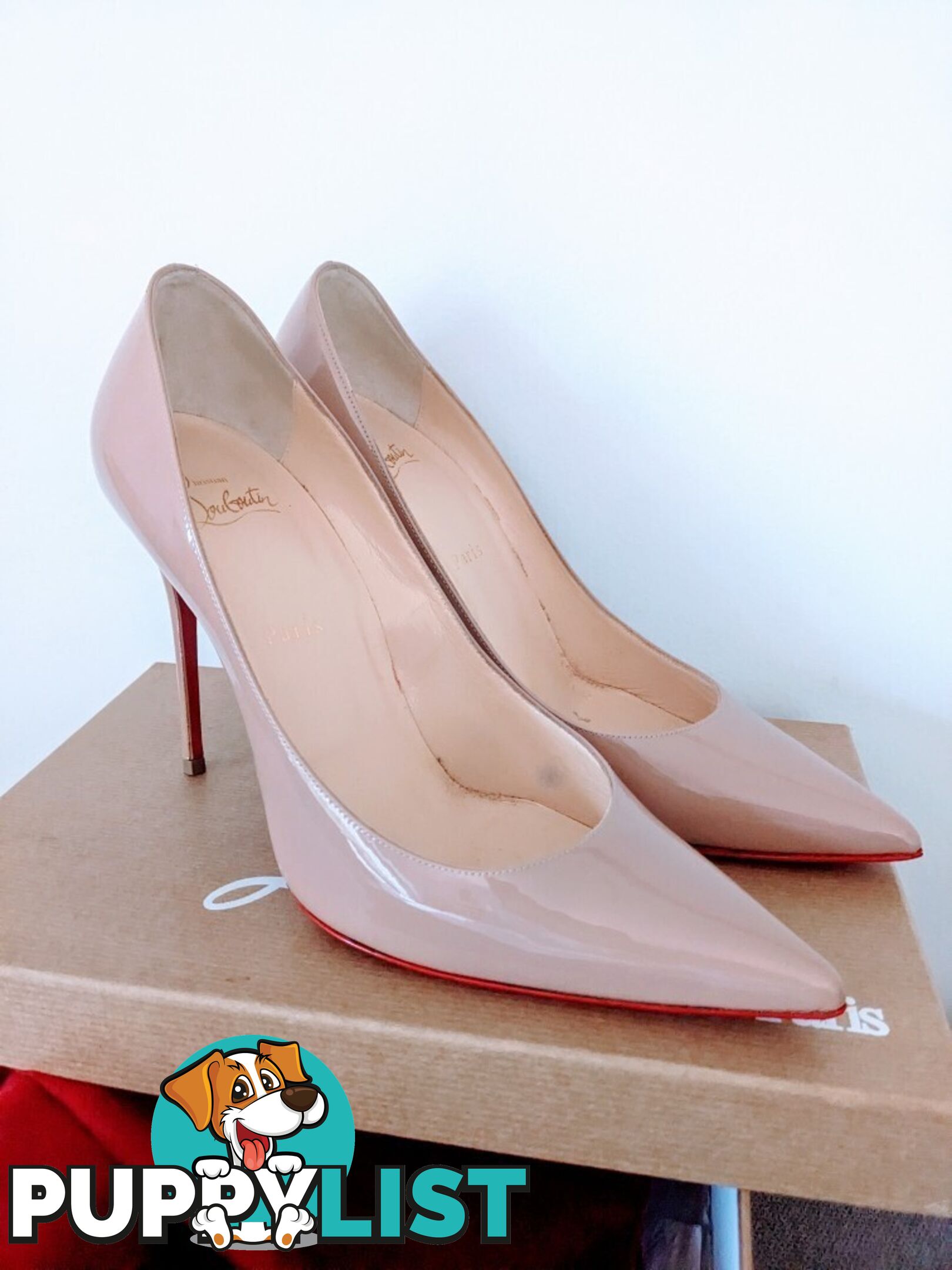 Christian Louboutin Authentic Pigalle 100 Patent Leather Pumps in Nude