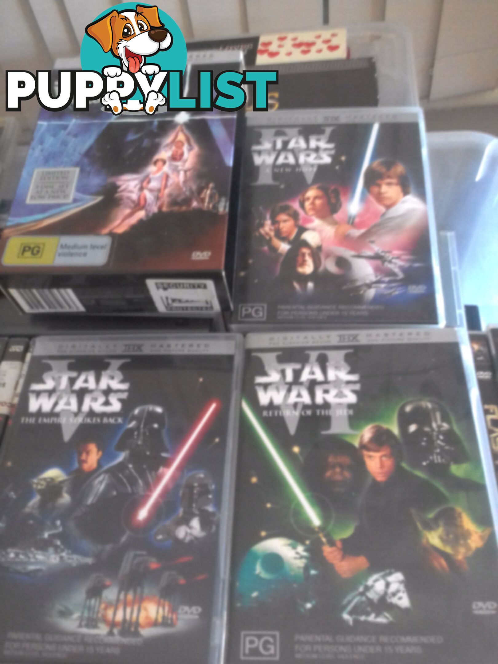 Starwarstrilogy 1-6 dvds $20ono