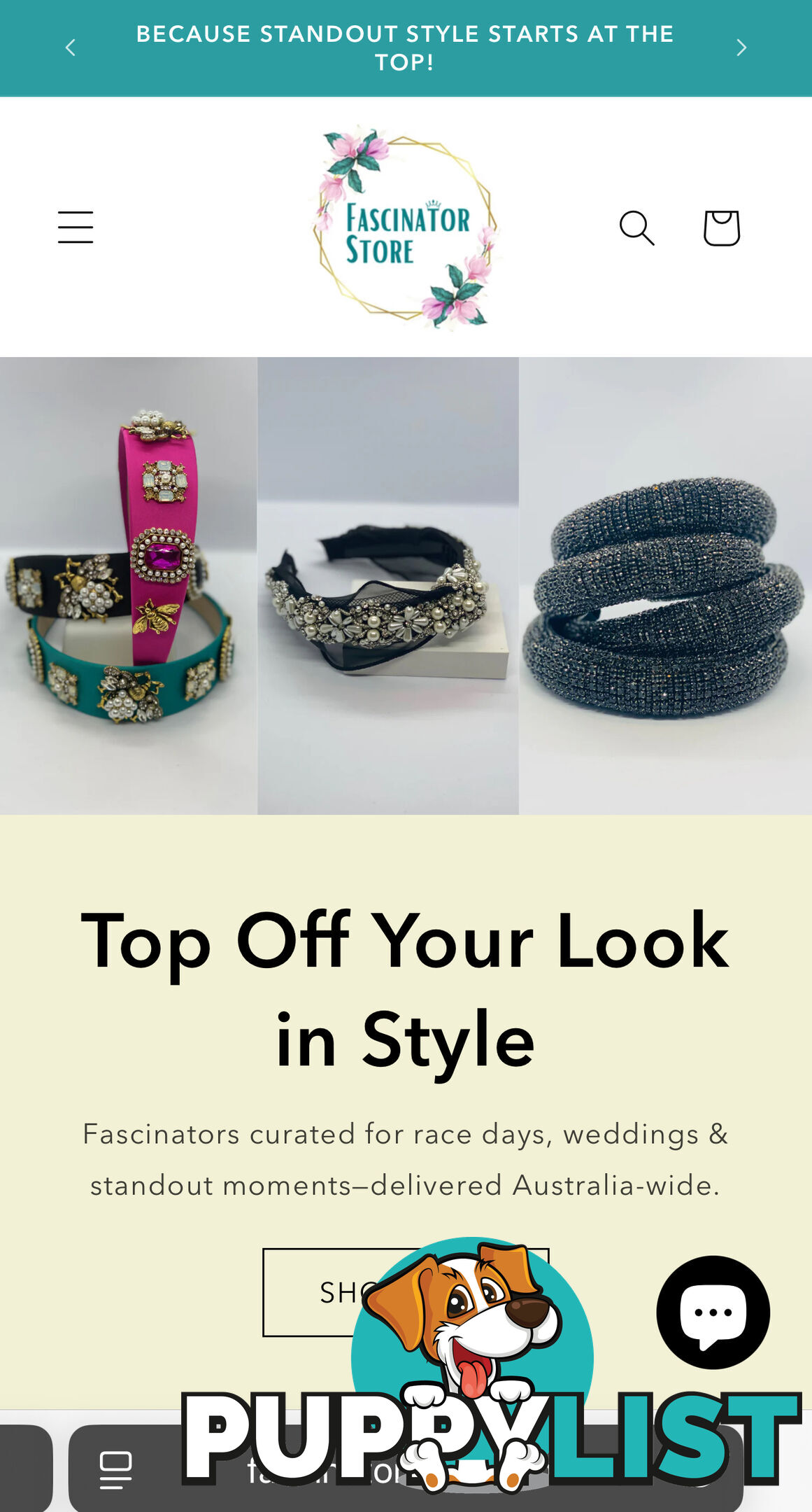 Fascinators and headbands with optional website