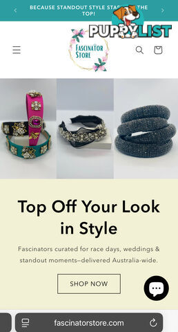 Fascinators and headbands with optional website