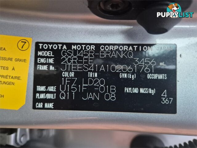 2008 TOYOTA KLUGER WAGON KX-S WAGON