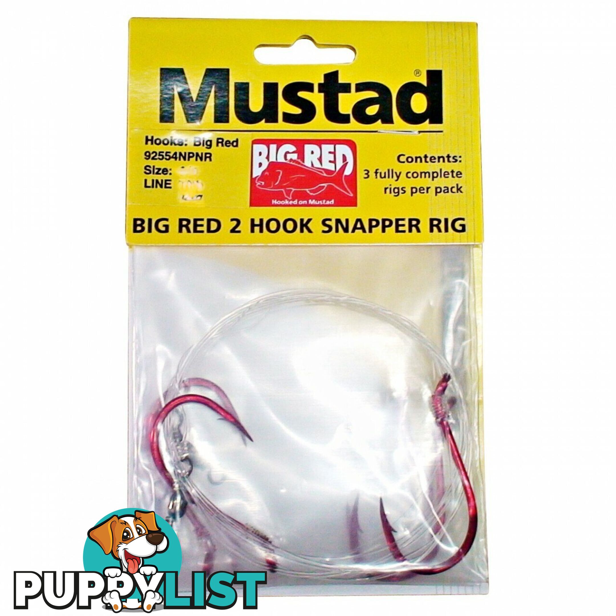 Mustad Big Red Double Hook Fishing Rigs (3pk) - MUSTAD-BR-RIG - Mustad Hooks