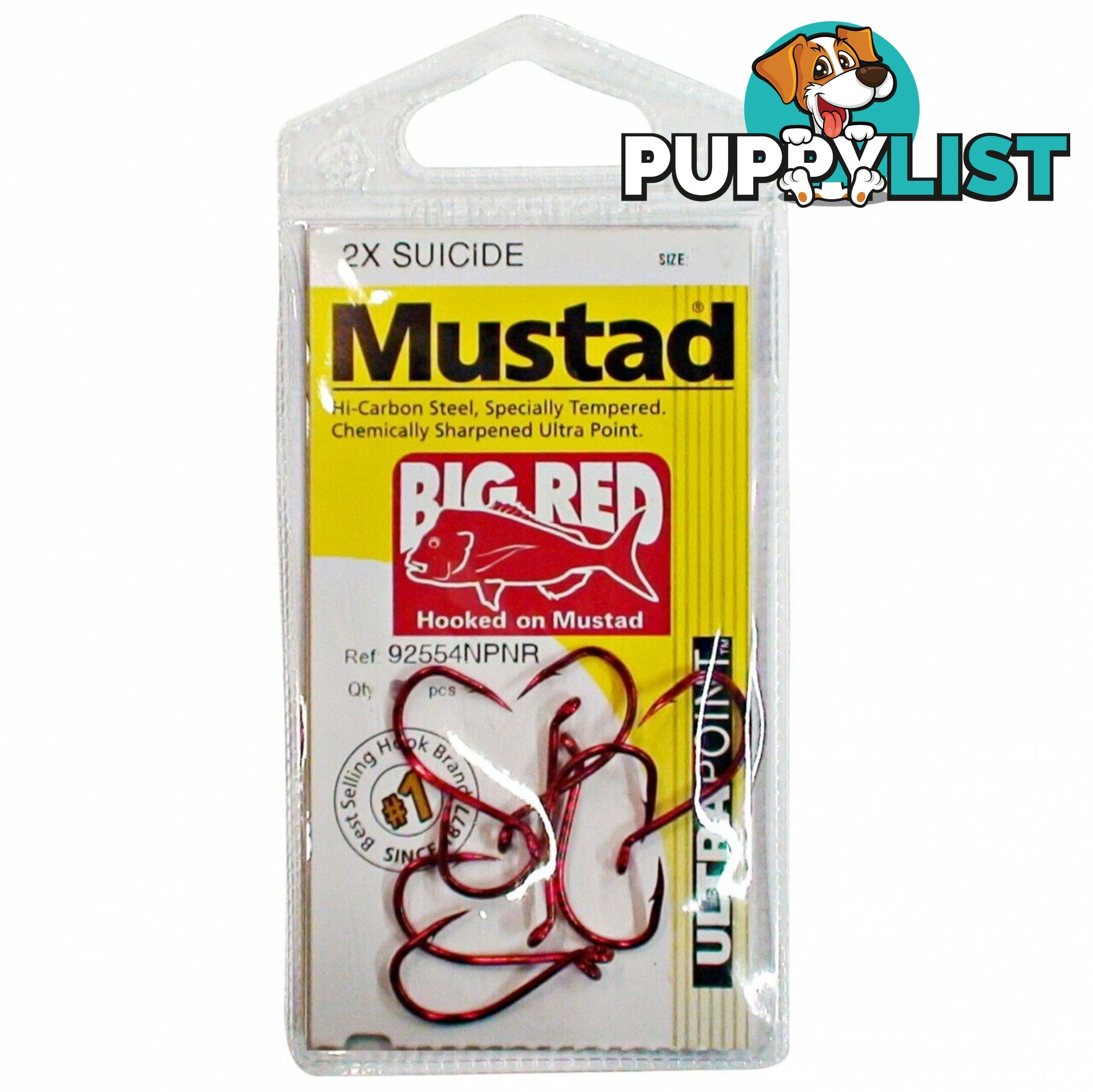 Mustad Big Red Suicide Fishing Hooks Single Packet - BIG RED - Mustad Hooks