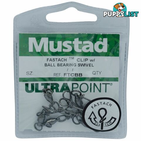 Mustad Ball Bearing Swivels with Fastach Clip - MFTCBB - Mustad Hooks