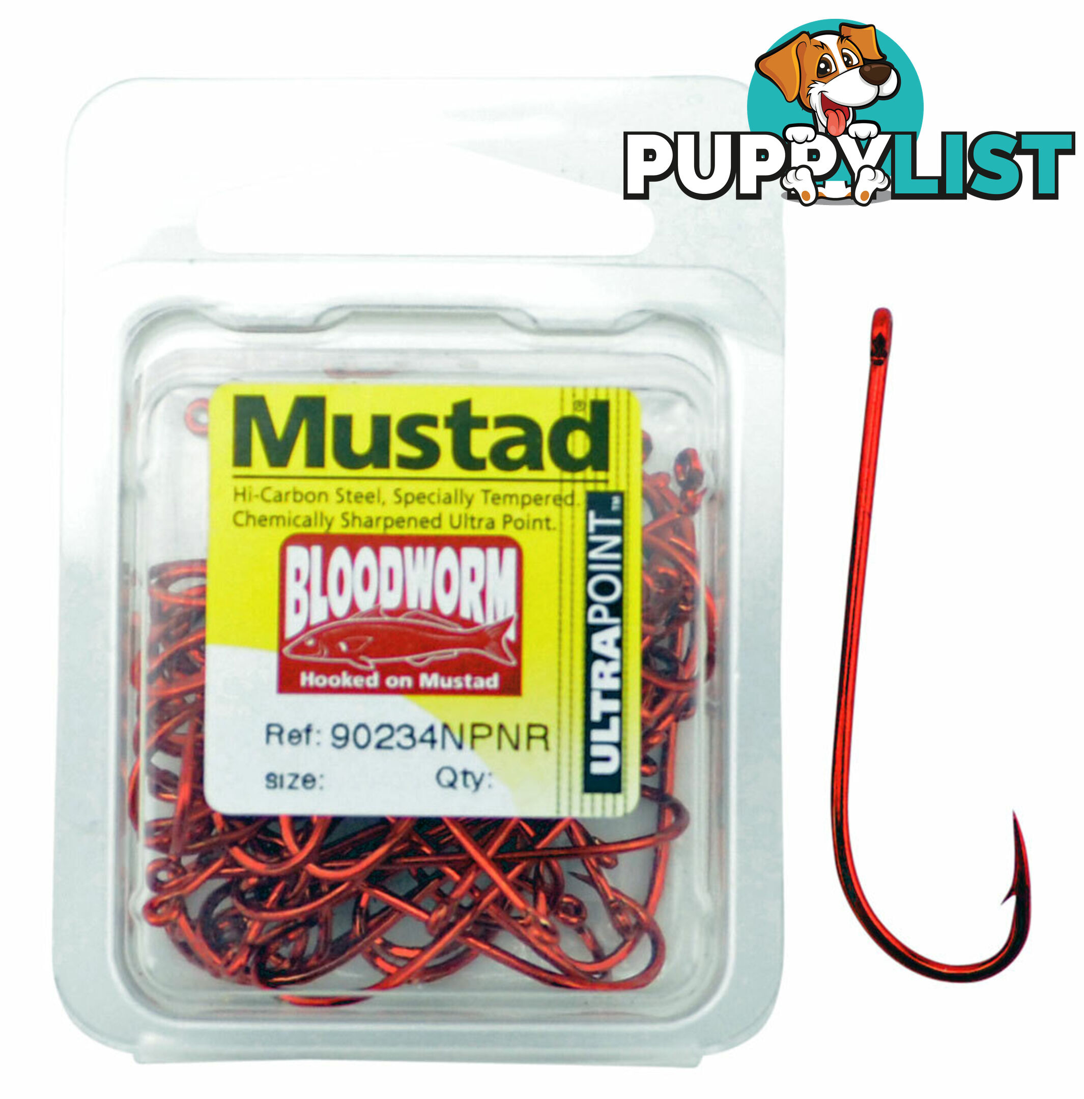 Mustad Bloodworm Long Shank Fishing Hooks (Box) - Bloodworm-box - Mustad Hooks