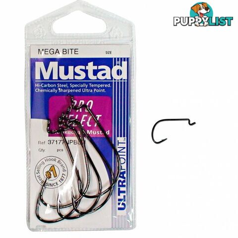 Mustad Mega Bite Kinked Fishing Hooks Single Packet - MMB - Mustad Hooks