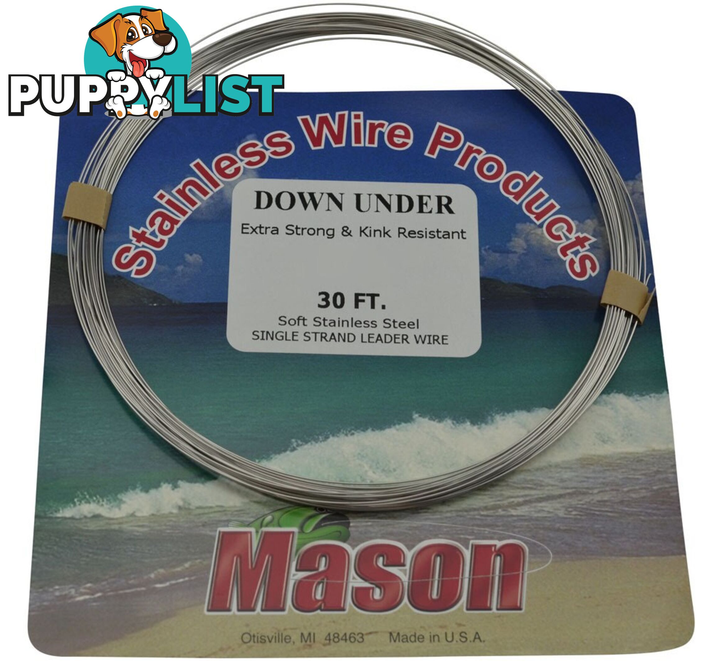 Mason Stainless Steel Trace Wire Single Strand 30FT - MWire - Fishing Gear Other