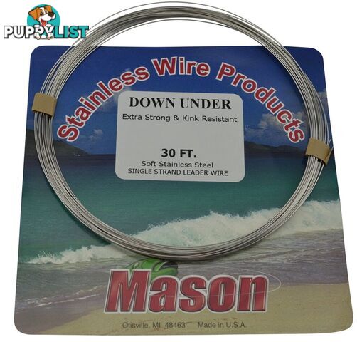 Mason Stainless Steel Trace Wire Single Strand 30FT - MWire - Fishing Gear Other