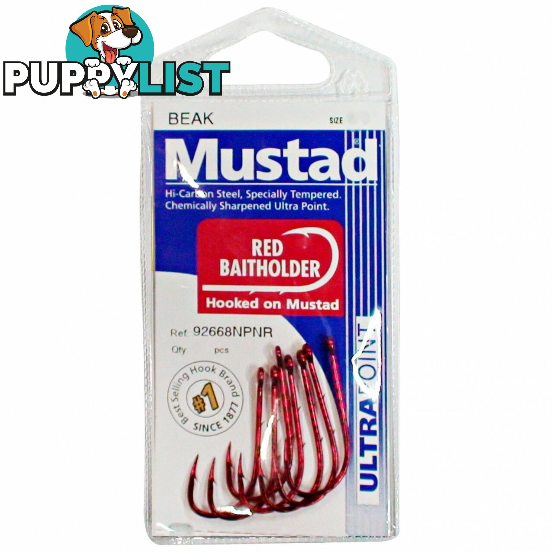 Mustad Bait Holder Fishing Hooks single packet - RED BH - Mustad Hooks