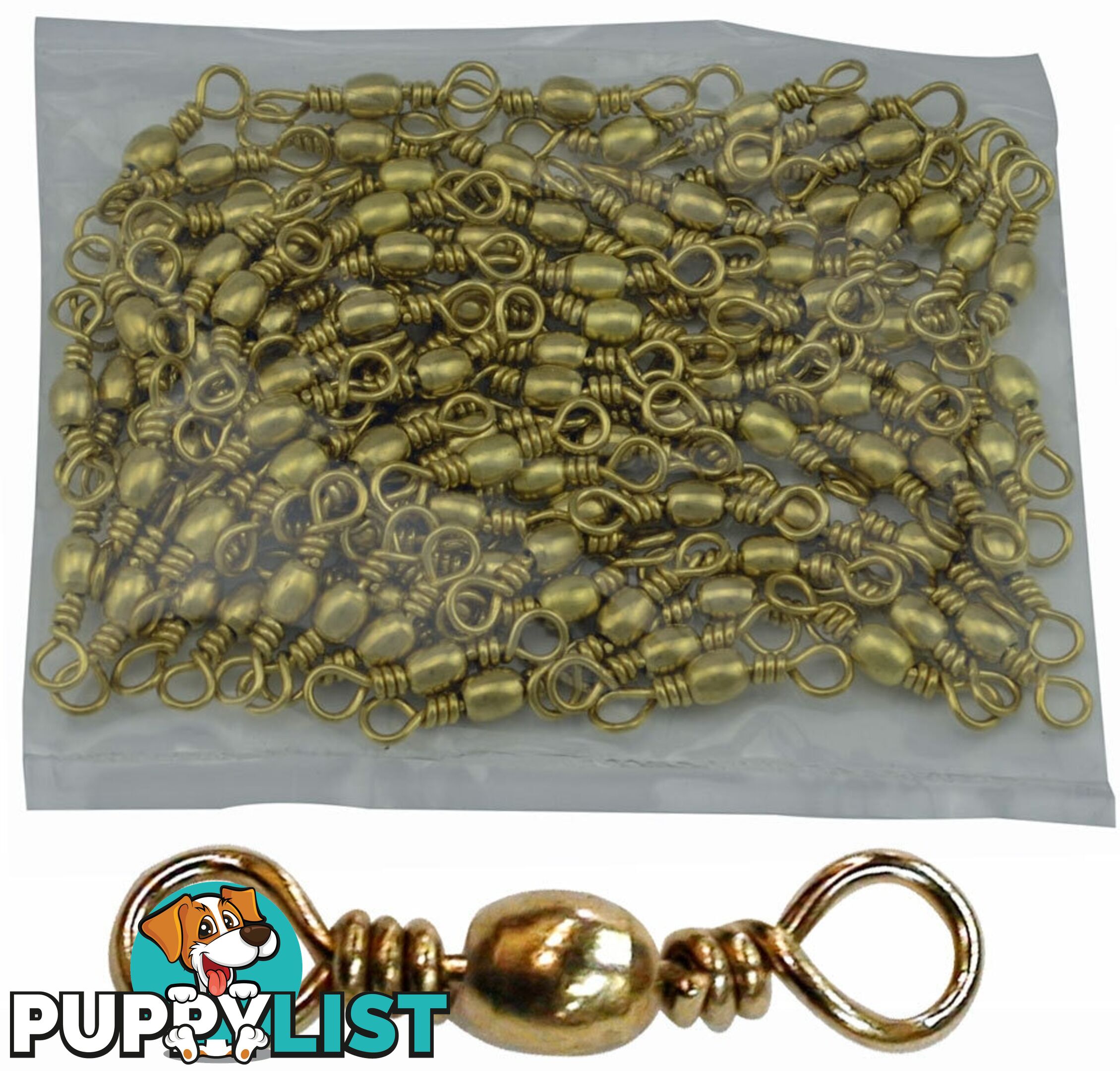 Brass Barrel Swivels Value Pack (100 pieces) - BB12 - Fishing Gear Other