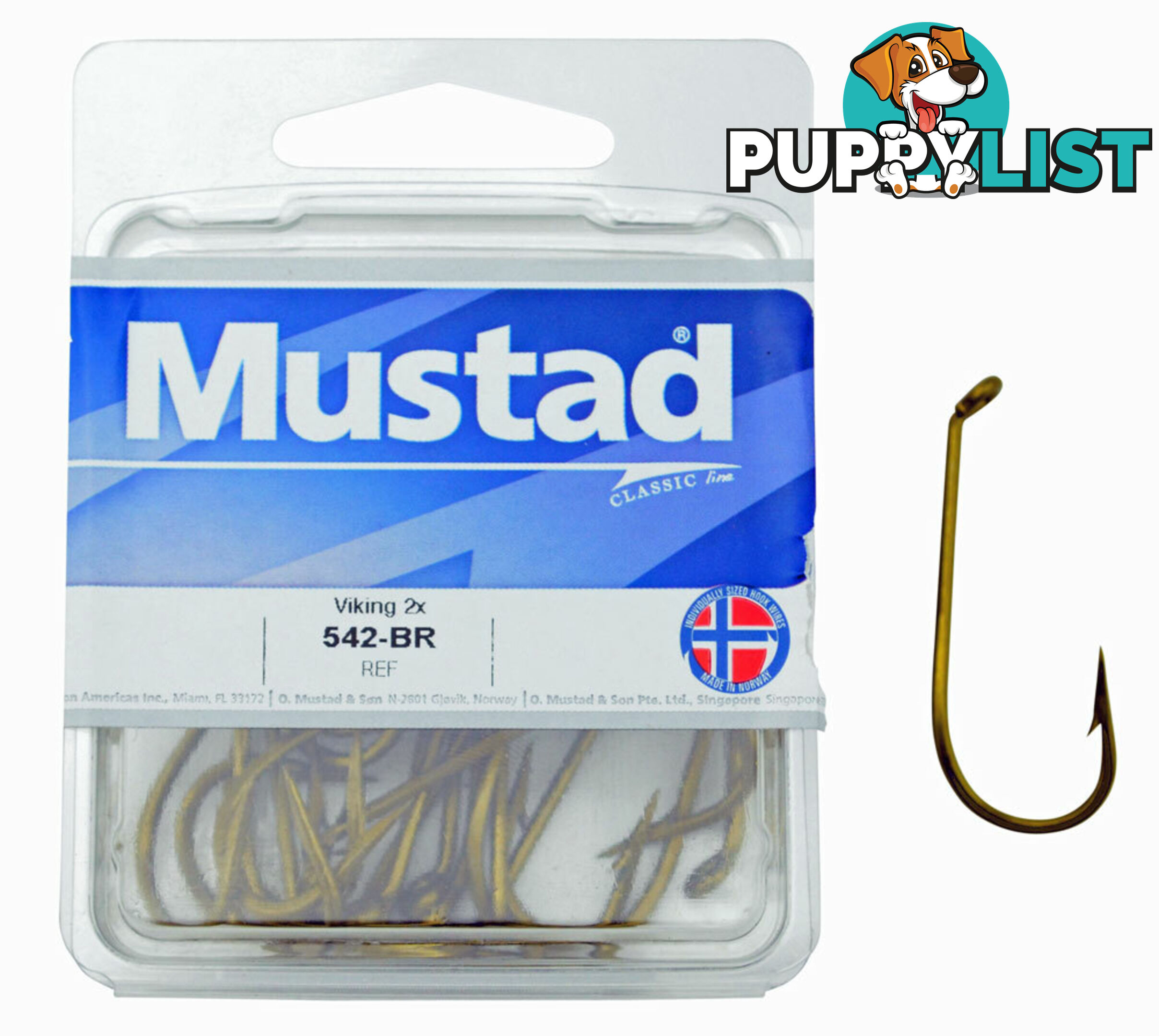 Mustad 542 Double strength fishing hooks (25 hooks Box) - M542 - Mustad Hooks